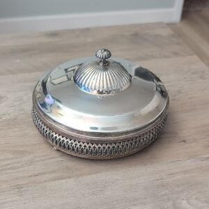 Vintage 1940's Crescent Silver Plated Relish Bowl With Glass Insert